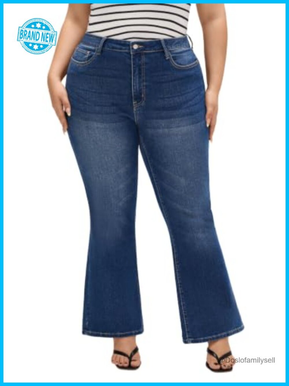 High Waisted Flare Bootcut Jeans Stretch Distressed Denim